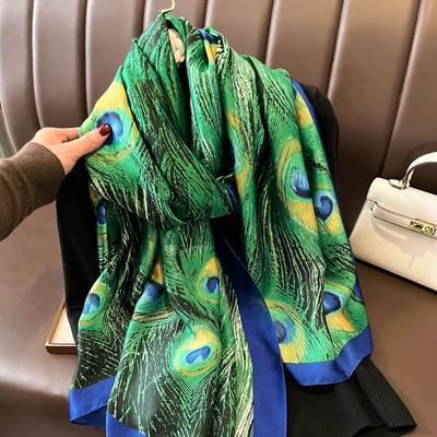 Luxus Marke Herbst und Winter Frauen Neue Stil Mode Farbe Passenden Druck Seidenschal Dame Beliebte Kopftuch Strand Schal