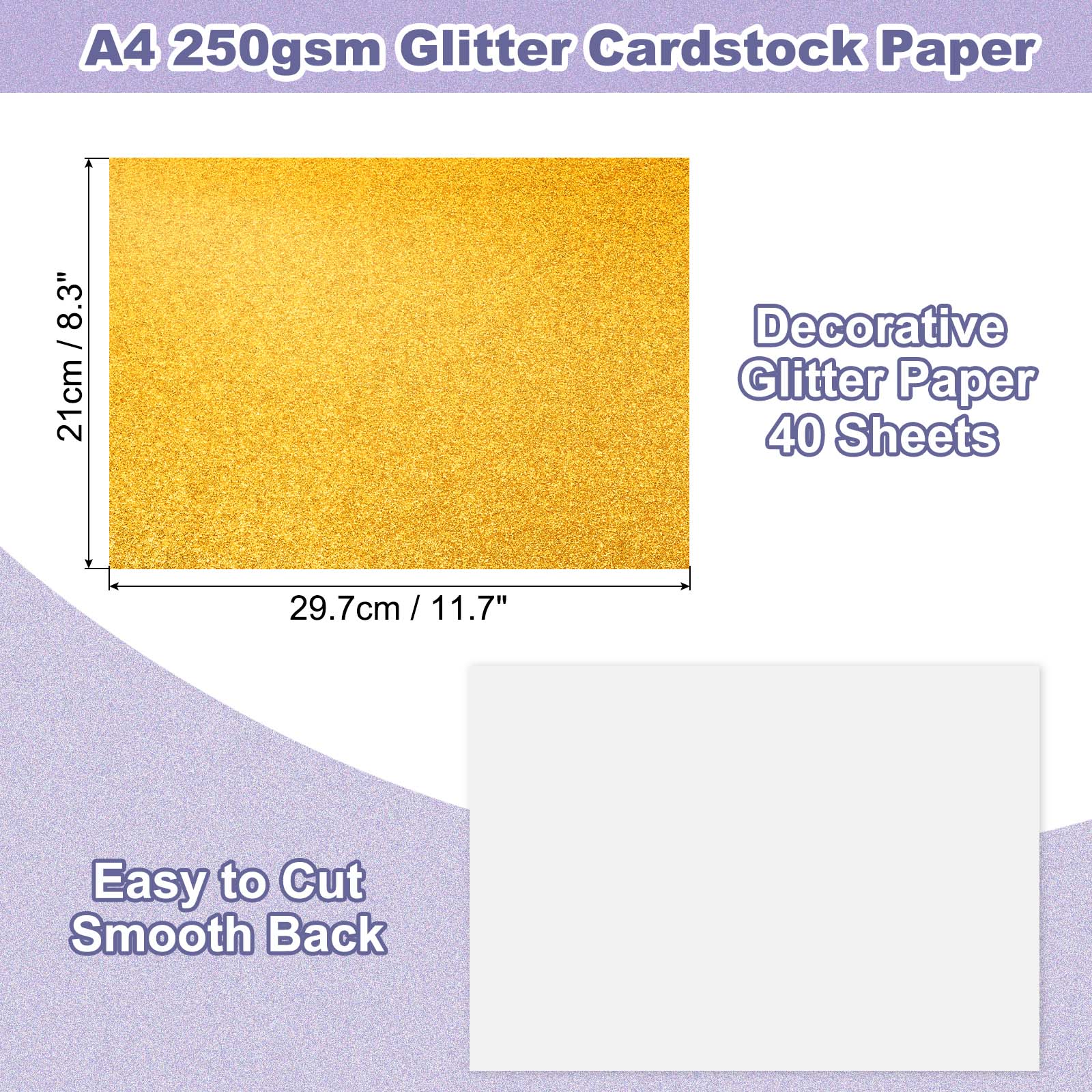 

40Sheets A4 Glitter Cardstock Glitter Paper Card Stock Shiny Scrapbook 250gsm Sparkly Paper Large Shimmer for Scrapbook DIY Art золотой