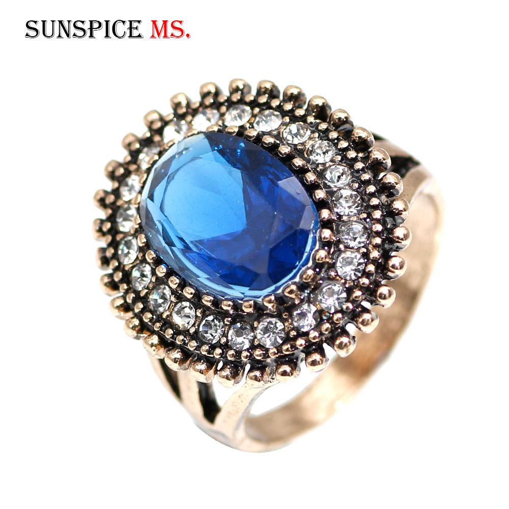 

Вінтажні кільця з кришталем золотого кольору для жінок, наречених, весільні прикраси, ретро-подарунок на вечірку з круглим пальцем синій