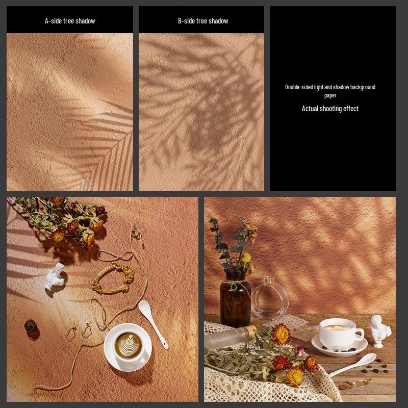 3D Double-Sided Tree Shadow Background Paper for Photography: Minimalist Prop for Cosmetics, Food, and Jewelry Still Life