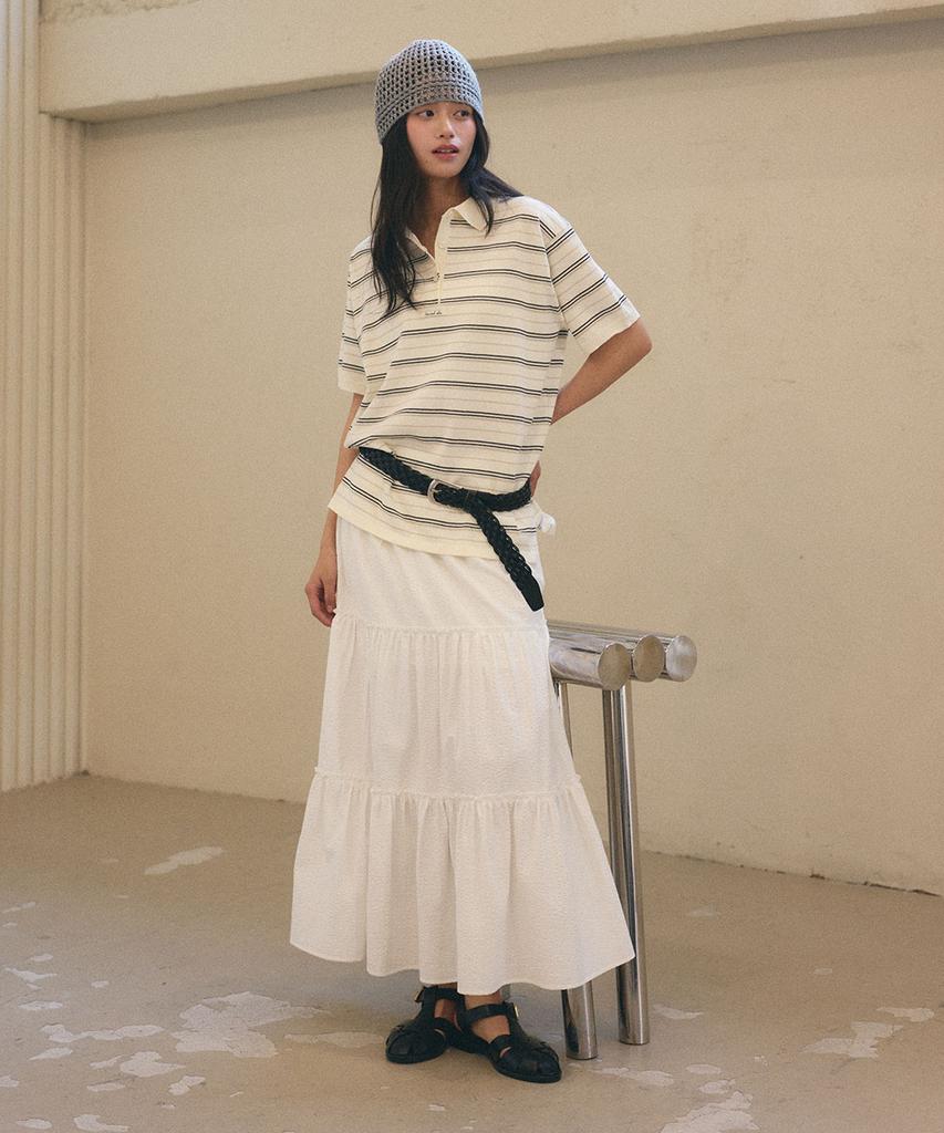 GENERALIDEA Striped Loose Collar Half Knit [Cream] / Gf2Lkp530