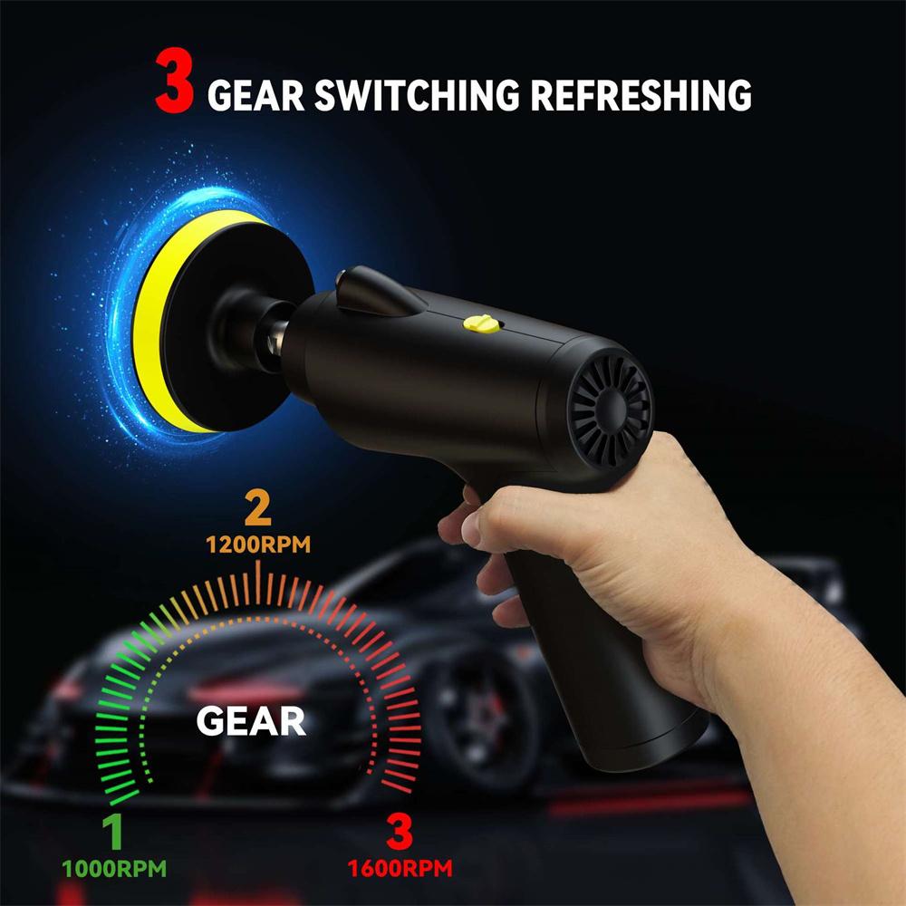 Cordless Car Polisher Brushless Motor Three Gears of Speed Adjustable Fine Quality Sponge Pads