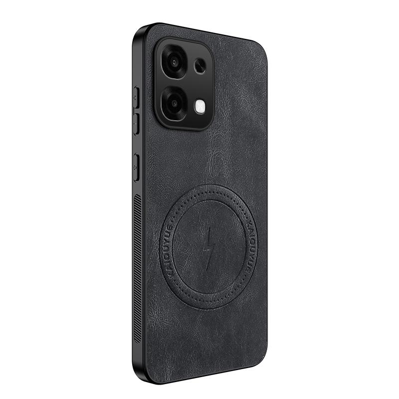 OPPO A6pro 4G/5G International Version Nappa Leather Anti-fall Magnetic Lens Protective Case