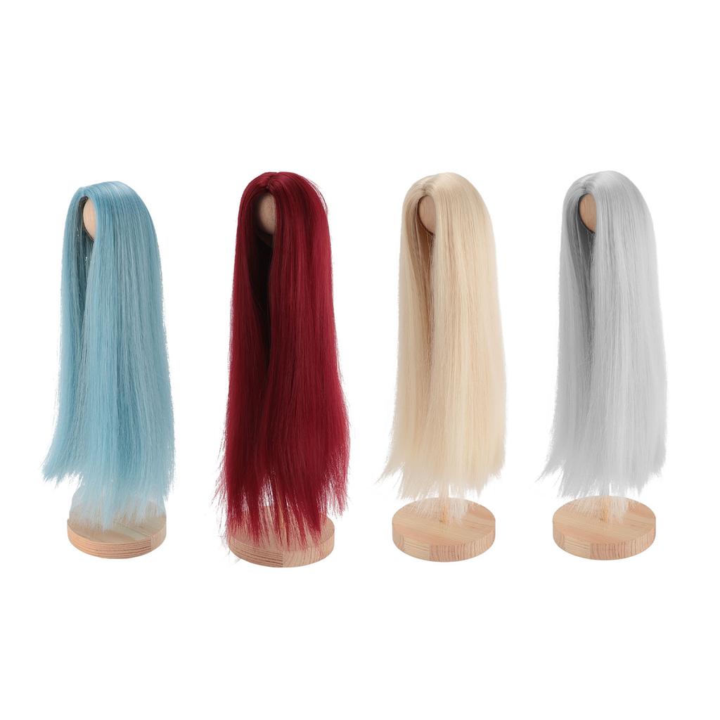 Doll Wig Professional DIY Hand Crafted Soft Heat Resistance Middle Part Long Straight Doll Wig for D