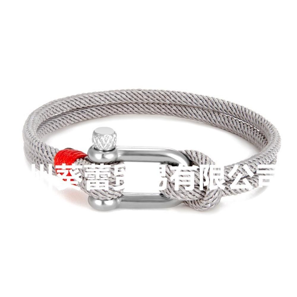 Stainless Steel U-shaped Sports Buckle Contrasting Color Milan Rope Outdoor Survival Horseshoe Buckle Bracelet