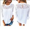 Elegant Chiffon Lace Blouse Loose Fit Pullover Long Sleeve T-shirt For Women