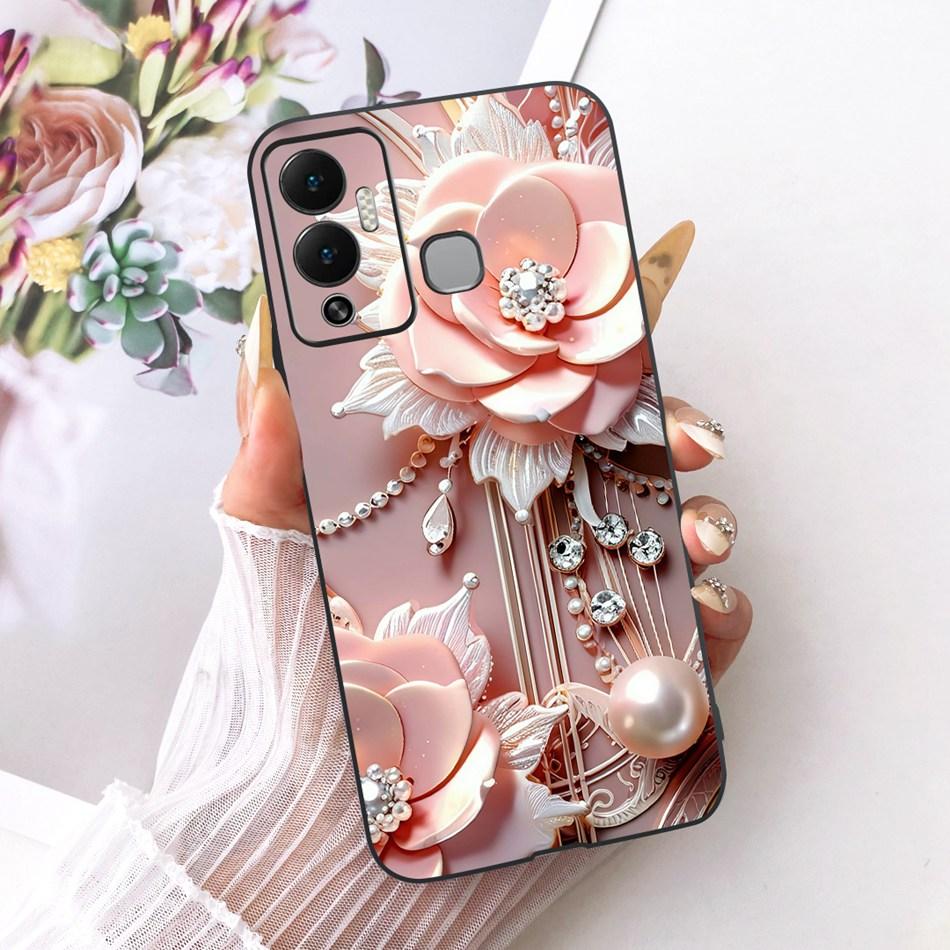 For Infinix Hot 12 Play 12i Cute Flower Butterfly Cat Painted Case For Infinix Hot12i 12Play Black Silicone Soft Phone Cases