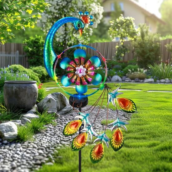 1/2Pcs Peacock Solar Outdoor Lights Auto On/Off Waterproof