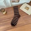 5 Pairs of Female Autumn and Winter Stripes Wear Mid Tube Cotton Socks