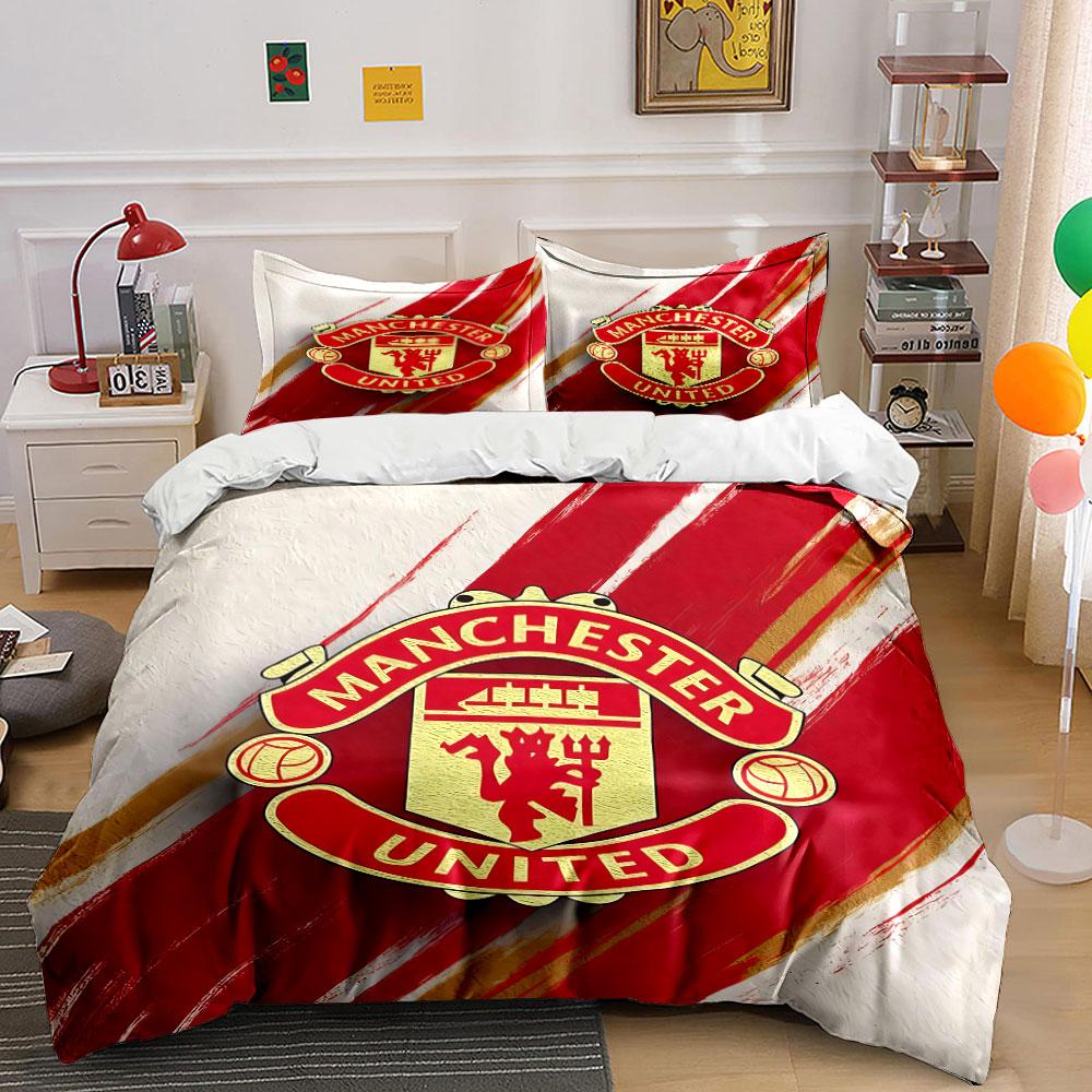 Manchester United povlečení Sada povlečení Povlak na přikrývku Sada povlaků na polštáře (1 * Povlak na peřinu 2 * Povlaky na polštář, bez náplně do peřiny)