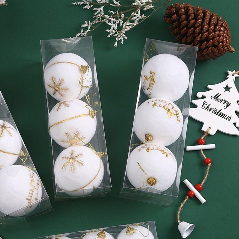 NEW Foam Christmas Hanging Balls Plastic Xmas Party Favors Xmas Tree Ornaments White Merry Christmas Decoration Christmas