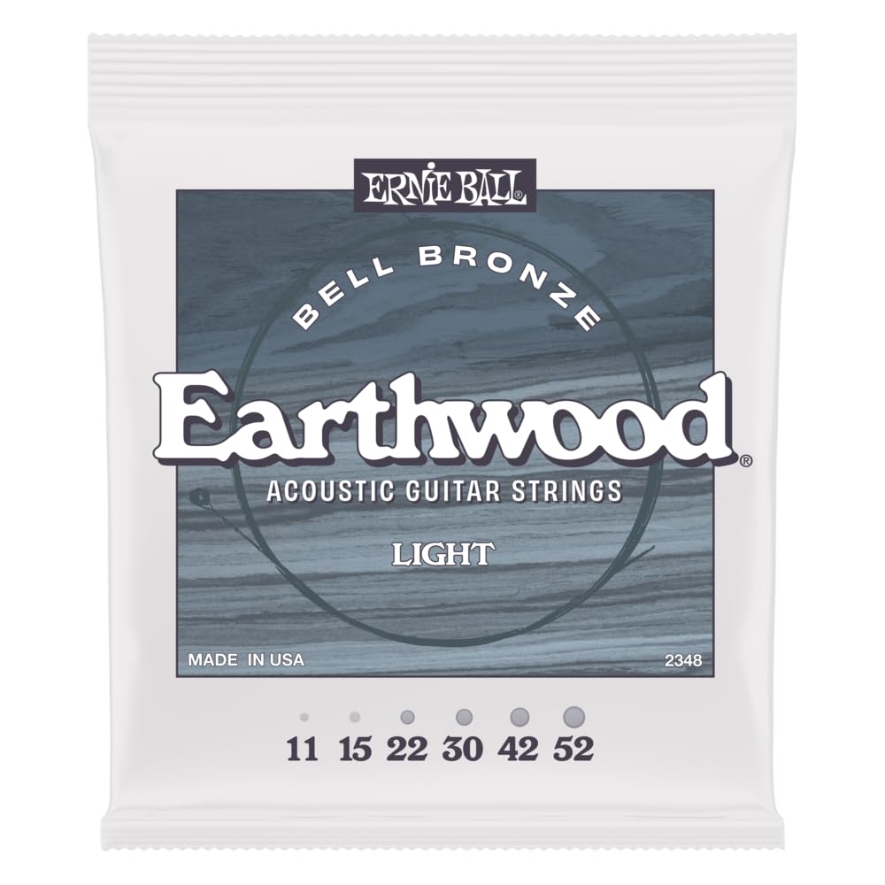ERNIE BALL Earthwood Bell Bronze 2348 Light (11-52) Acoustic Guitar Strings, Designed by John Mayer, for a Powerful, Rich Sound and the Ultimate