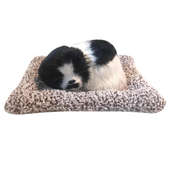 

Sleeping Dog Plush Toy with Squeaky Sound & Bamboo Charcoal Bag Soft Stuffed Animal Car Decor Realistic Puppy for Home Office Air Purifier Anxiety D