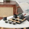 Ceramic Kung Fu Tea Set with Bamboo Tea Tray