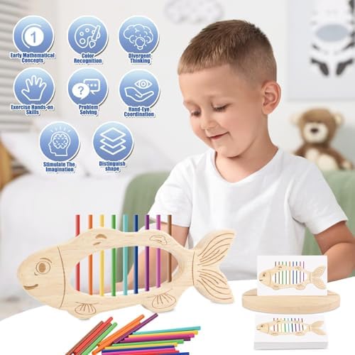 Felly Montessori Toys for Toddlers 2+ Years, Wooden Color Shape Sorting Stacking Game, Educational Learning Toys for 2 3 4 Year Old Boys Girls Kids