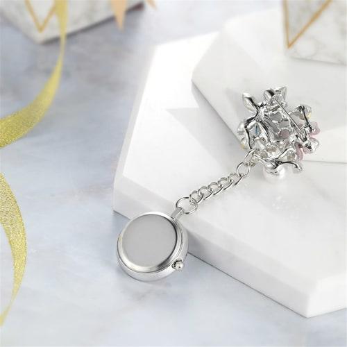 Lancardo Nurse Watch, Butterfly and Petal Design, Pocket Watch with Clip, Women's Analog Watch, Blue, Gift