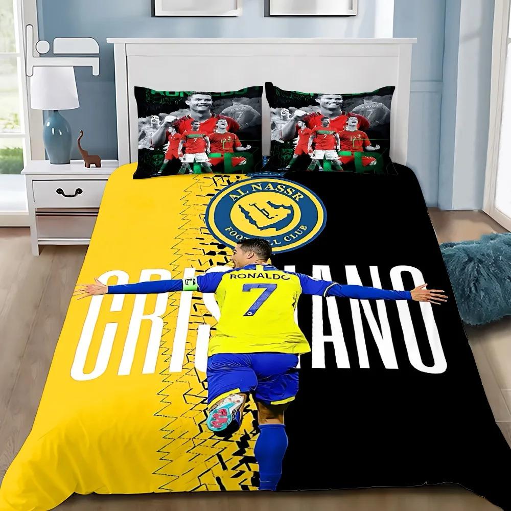 3D NOVÉ Povlečení na přikrývku Povlak na polštář Ložní souprava Fotbal CR7 R-Ronaldos Dospělý Chlapec Dívka Dekorace ložnice Děti Jednolůžko Dvojlůžko Velké