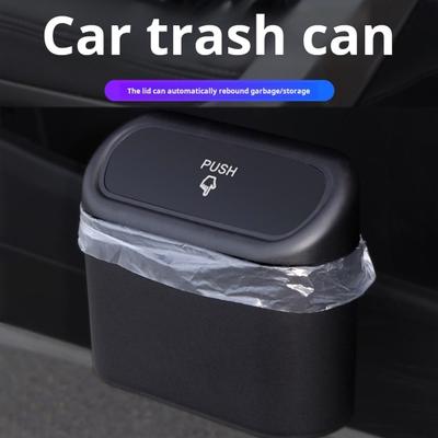 Auto-Mülleimer mit Druck-zum-Öffnen-Deckel Hochfester Haken Einfache Installation Kleiner hängender Müll