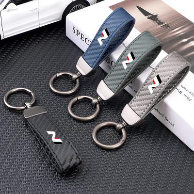 Llavero de Cuero de Fibra de Carbono y Aleación de Zinc Microfibra para Coche Hyundai N Tucson Accent Elantra Santa fe Sonata I10 I20