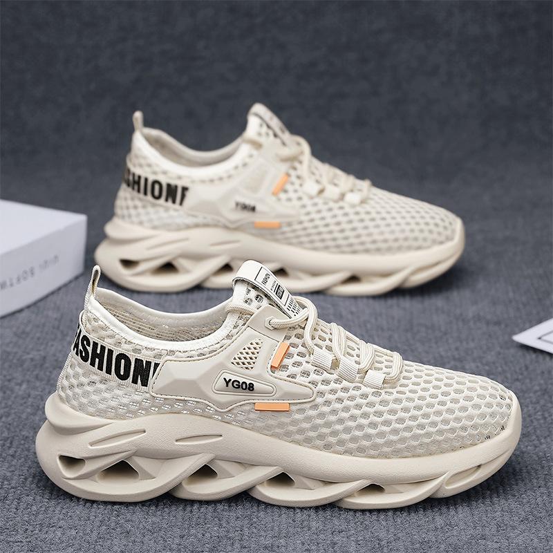 

2025 summer new daily running sports lace-up trendy men s shoes large mesh mesh breathable low-top sports men s shoes 39