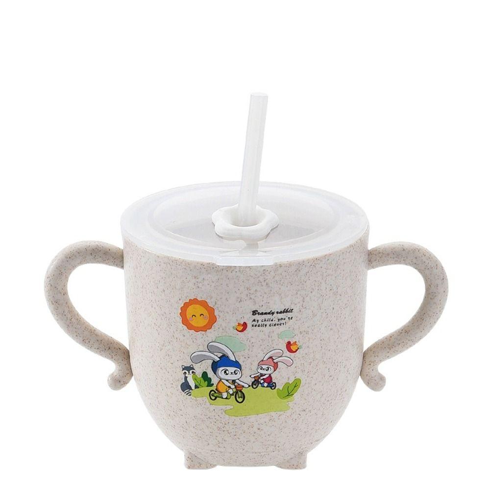 

Straw Double Handle Drinking Pipette Bottle Baby Feeding Bottle Water Cup Children Water Bottle