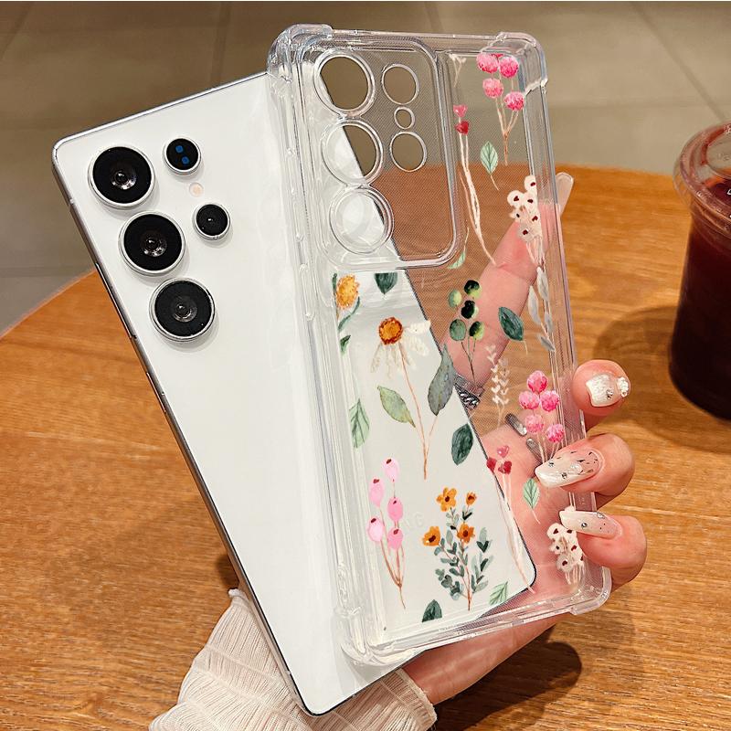 Colorful Flowers Phone Case For Samsung Galaxy S25 Edge S24 FE S25 S24 S23 S22 Ultra A36 A56 A16 A55 A54 A15 5G Clear TPU Cover