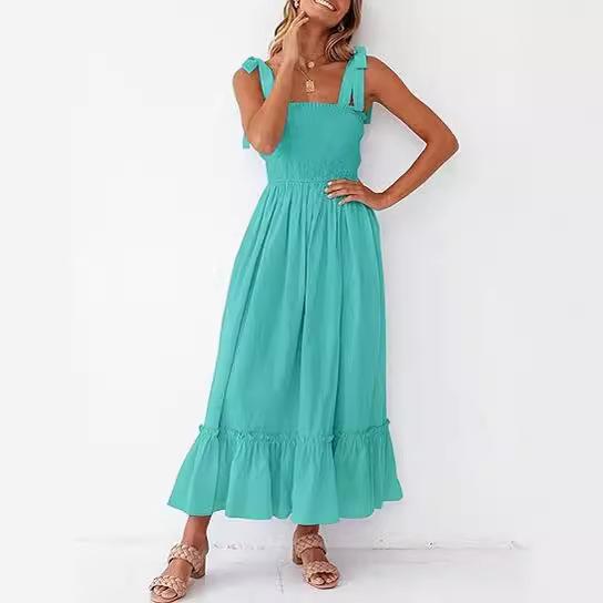Women's Range Simple Solid Colour Halter Long Dresses