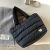 Tote Bag Large Capacity Love Cotton Clothes Down Bag Women's Niche Horizontal Striped Nylon Handbag