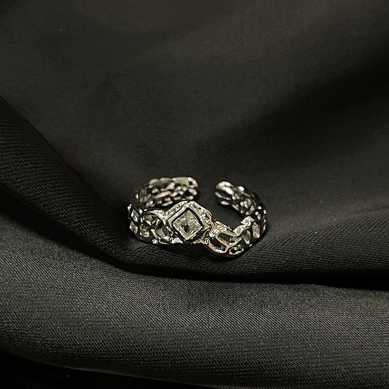 Caibao Medieval Ring Women'S Niche High-End Light Luxury Retro Open Ring Set Jewelry