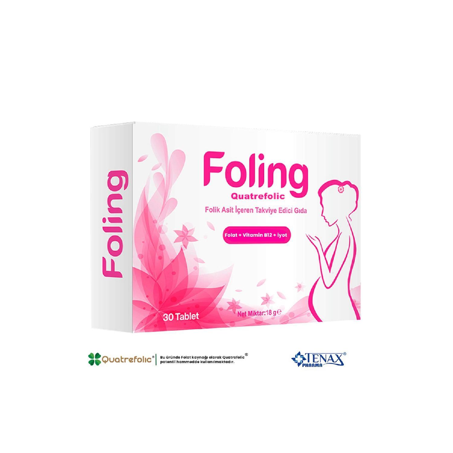 

Foling Quatrefolic 30 Tablet (folic Acid, Vitamin B12, Iodine)