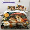 Mushroom Squirrel  Pattern Bedding Quilt Set Quilt Cover Pillowcase Home Decoration  Gift (1 * duvet cover + 2 * pillowcase, without core)