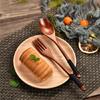 Simple Wooden Spoon Fork Set Long Handle Design For Deep Container Natural Finish Kitchenwares Durable Cooking Utensils