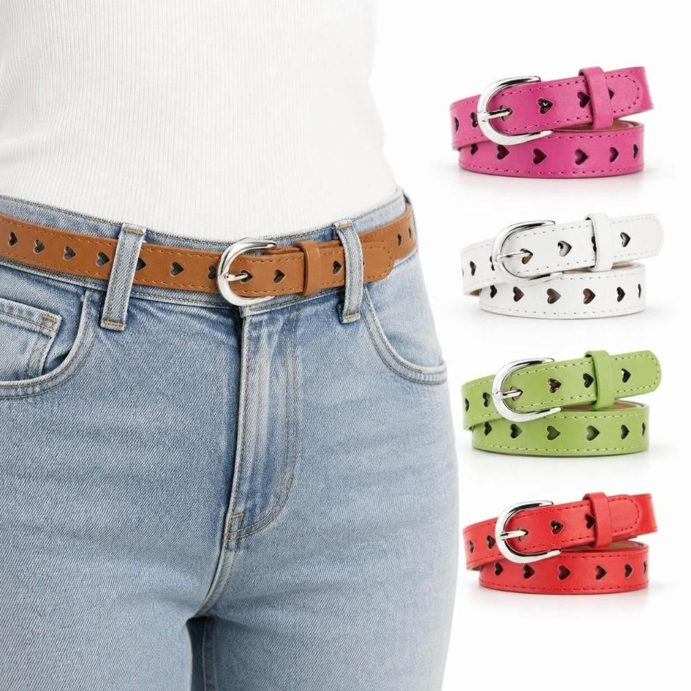 Alloy Buckle Waist Belt Hollow Heart Jeans Belt Versatile Cowgirl Buckle Belt Pants Decoration