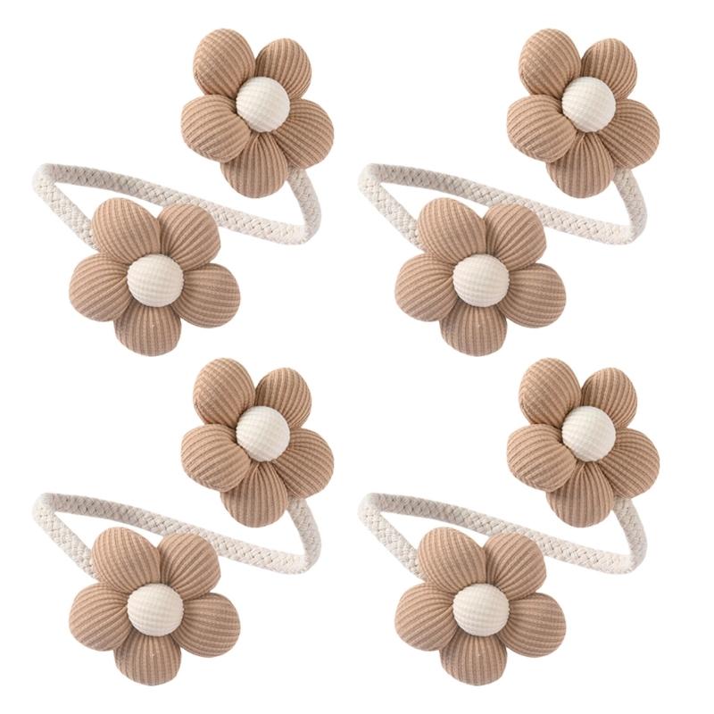 4 Pièces Embrasses de Rideaux à Fleurs Colorées Corde Métallique Supports de Rideaux de Fenêtre Retenues Clips pour Décoration de Maison Chambre