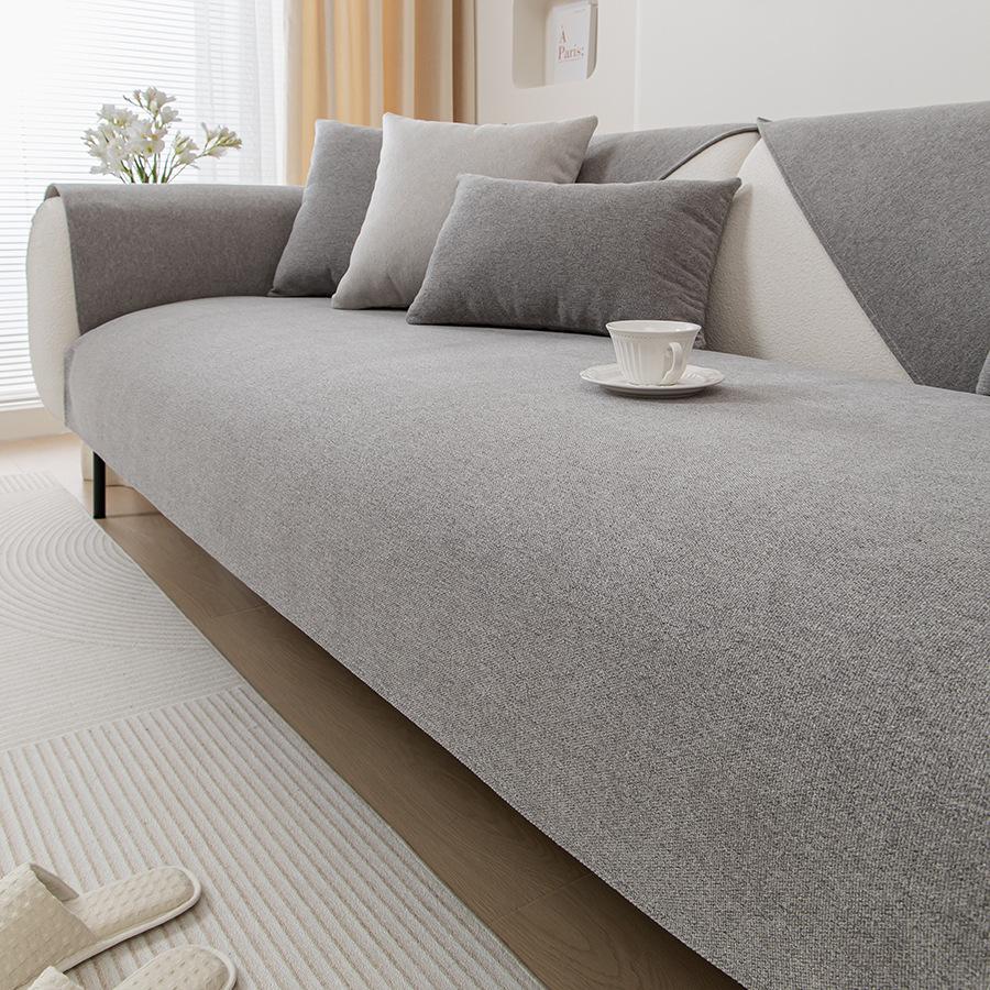 Cotton Linen Sofa Cover Solid Colour Cushion Living Room Sofa Backrest Towel Universal for All Seasons Thicken Non-Slip Sofa Mat