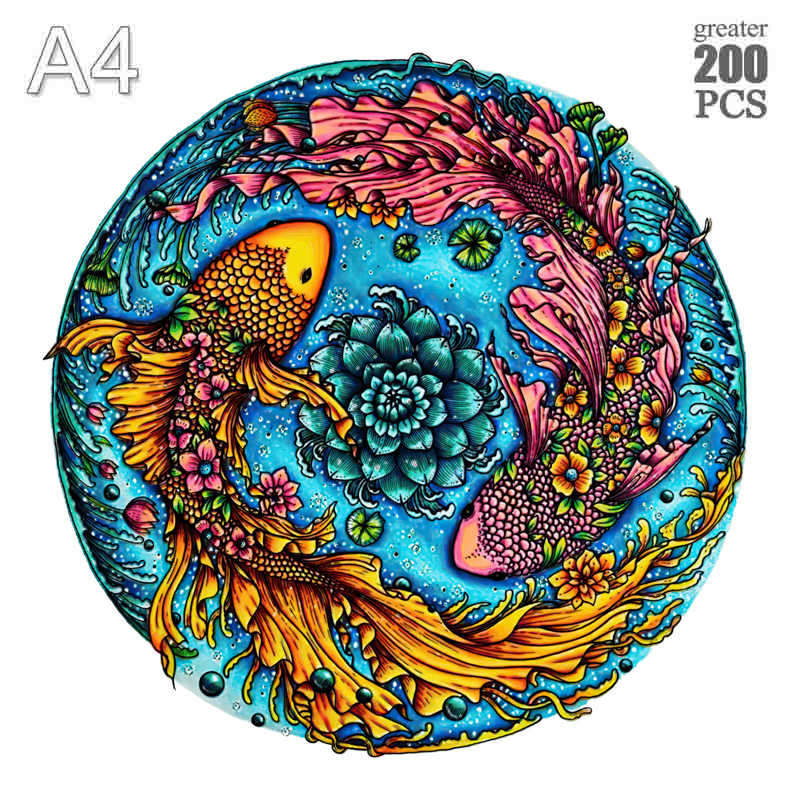 Non-Toxic Animal Wooden Puzzle For Adults Children A3 A4 A5 3D Wood Diy Crafts Shaped Christmas Gift Wooden Jigsaw Puzzle Gifts New