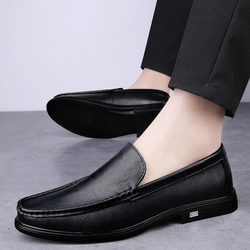 Fashion Genuine Leather Mens Low Heel Loafers Handmade Casual Shoes Soft-Soled Male Driving Shoes New Moccasins Breathable Slip On Flats
