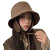 Autumn and Winter Bucket Hat Extended Ear Hat Winter Casual Versatile Lace-up Cycling Warm Thickened Basin Hat