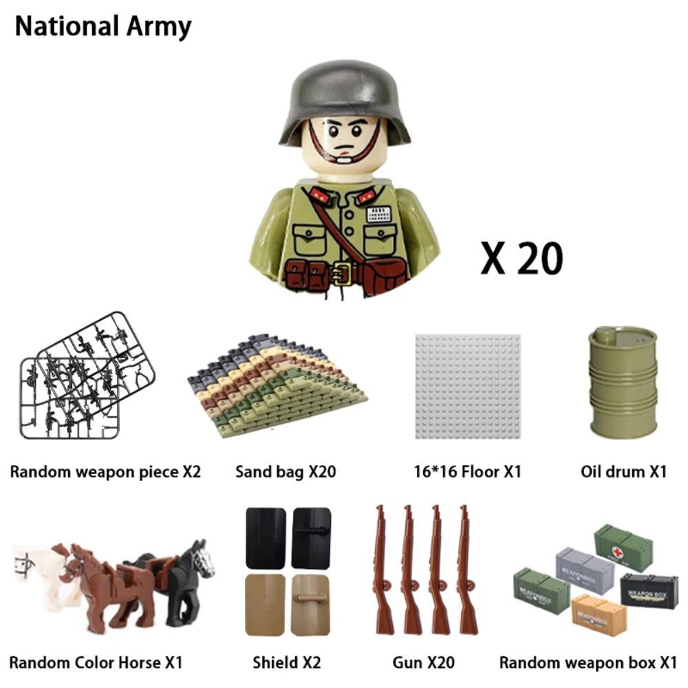 WWII Infantry Military Soldier War National Army Mini Gun Weapon Models Building Blocks Building Blocks Toys for Kids