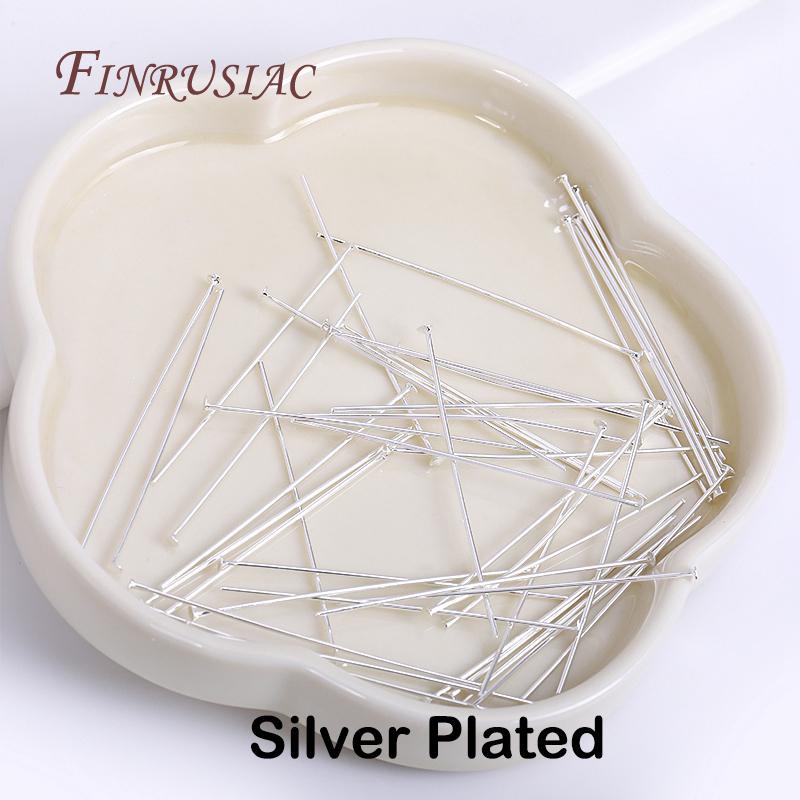 50Pcs/lot Pins For Jewelry 18K Gold Plated Ball Head Pin/Flat Head Pin/Eye Pins For Earrings Making Accessories DIY Findings