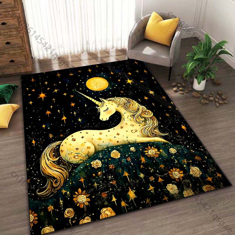 Unicorn Under the Stars Printed Carpet for Living Room Bedroom Bedside Bathroom Floor Mat Area Rugged Sofa Mat Home Decor