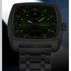 Men Watch Fashion Square Stainless Steel/Silicone Strap Waterproof Luminous Quartz Week Calendar Business Sports WristWatch