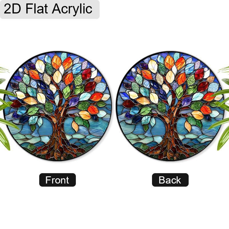 Acrylic Colorful Tree of Life Suncatcher Stained Glass Effect Window Hanging Ornament Spiritual Home Decor Gifts