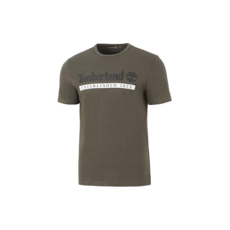 Timberland Letter Print Round Neck Short Sleeve T-Shirt Men Tops Brown A2BV6-Z33