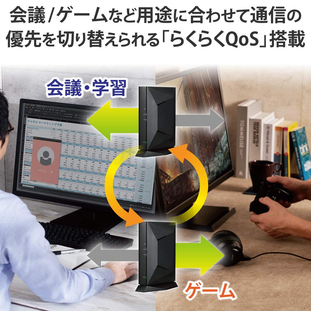 ELECOM WiFi Router WRC-X3200GST3-B, Wi-Fi 6 11ax 2402+800Mbps, Compatible with FLET'S Hikari and Hikari Collaboration, IPv6 (IPoE)