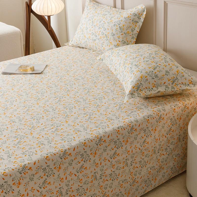 100% Cotton Single Bed Sheet Set Lightweight Breathable Student Dorm Bedding With Pillowcase Stripe