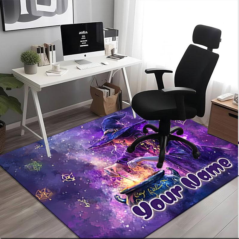 1PC Custom Name Witchcraft Spell Magic Night Theme Floor Mat Ideal for Living Room, Game Rooms, Office, Bedroom,Floor Mat Playful Design