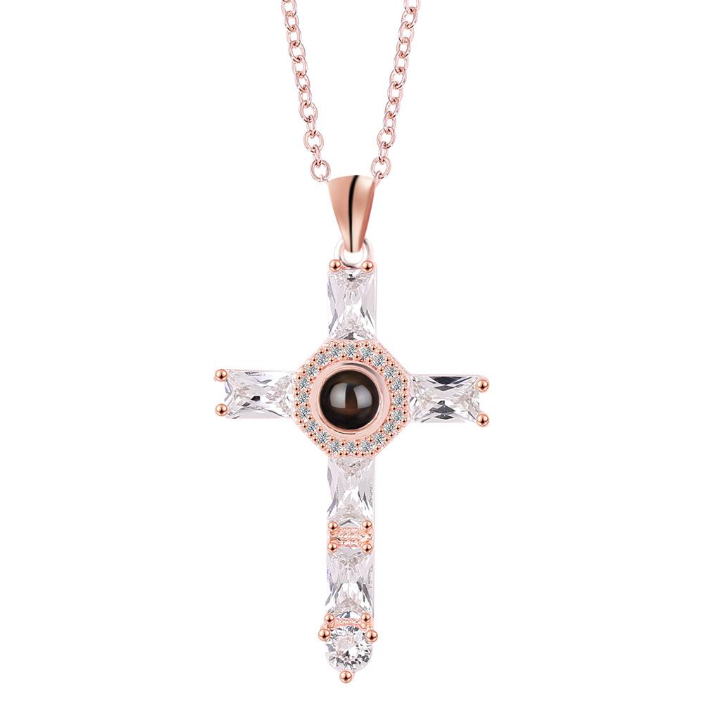 Collier à Projection Croisée pour Femmes Filles Cadeau Noël Fête des Mères Bijoux Accessoires