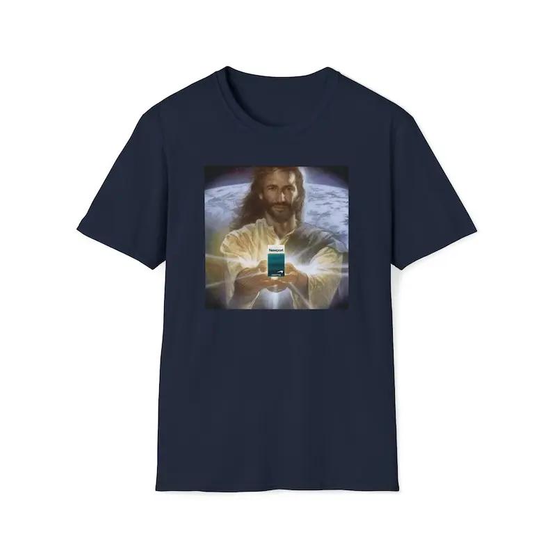 Ježíš drží cigarety | Tričko Newport Funny Meme Oddly Specific Weird Trička Trička s grafickým potiskem Top Bavlněné tričko Unisex