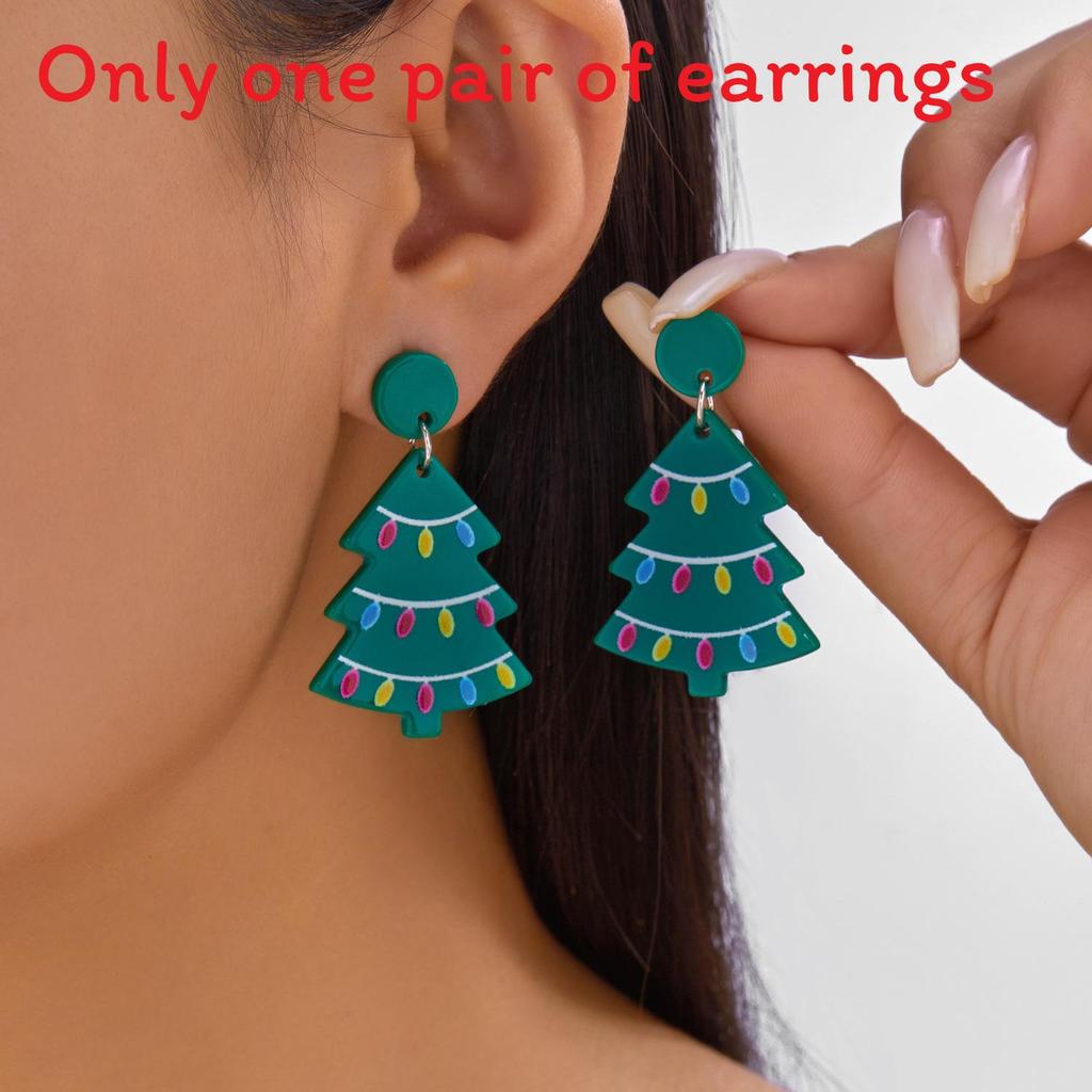 Christmas Series Acrylic Earrings With Santa Claus Rudolph And Christmas Lights For Holiday Fashion